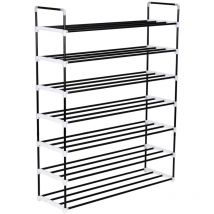 Bonnevie - Range-chaussures avec 7 étagères Meuble à Chaussures Meuble d'entrée Métal et plastique Noir 69854