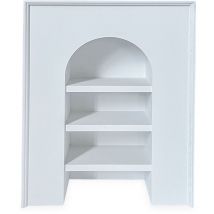Meuble à étagères style naturel avec arche Vincia L60xH80cm Blanc texturé