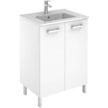 Anconetti - Meuble 2 portes Ancoflash Color avec plan céramique Blanc - 60cm