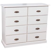 Biscottini - Meuble à tiroirs rustique en bois massif tilleul avec finition antique blanche L116xPR41xH100 cm