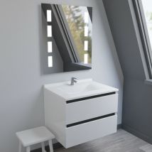 Meuble salle de bain Arlequin 70 cm avec miroir Prestige- Vasque Blanc- Traverses Noir