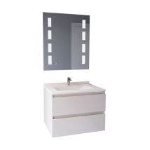 Meuble salle de bain Arlequin 70 cm avec miroir Prestige- Vasque Blanc- Traverses Blanc