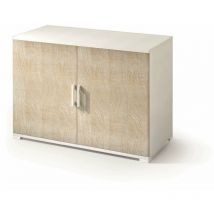 Terraneo - Meuble avec double porte et étagère blanche avec portes en chêne