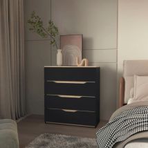 Tuhome Concept - Meuble bar Lyrata en mélamine avec porte-bouteilles, porte-verres et 4 étagères.