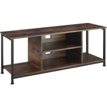 Meuble bas avec quatre compartiments ouverts et une étagère variable - Etagère pour téléviseur, armoire à téléviseur de style industriel, meuble 120