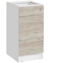 Cuisineandcie - Meuble bas de cuisine Eco Noyer Blanchi 1 porte 1 tiroir l 40 cm