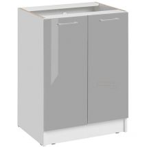 Cuisineandcie - Meuble bas de cuisine Eco Gris Brillant 2 portes l 60 cm