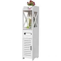 Meuble Bas de Salle de Bain Armoire de Toilette Meuble Colonne pour Salle de Bain 80x20x15cm Blanc