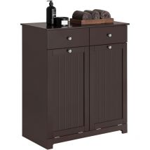 Sobuy - BZR33-BR Meuble Bas de Salle de Bain Armoire Toilette avec 2 Tiroirs et 2 Paniers à Linge Meuble de Rangement Coffre à Linge, Marron