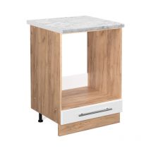 Vicco - Meuble pour four Fame-Line, Blanc Haute brillance, 60 cm, pt Marbre