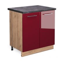 Vicco - Meuble bas sous-évier Fame-Line, Rouge bordeaux Haute brillance, 80 cm, pt Anthracite