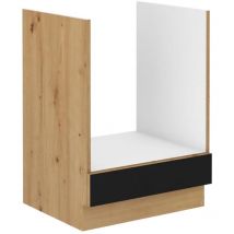 Meuble bas four - modena - 60 cm - Chene artisan et noir mat - cuisinier