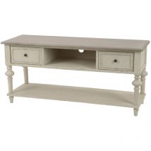 Hellin - Meuble tv bas en bois 2 tiroirs 1 niche et 1 tablette - neyla