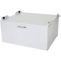 Décoshop26 - Meuble bas pour machine à laver avec tiroir 33 x 61 x 62 cm mdf et acier blanc 040007837