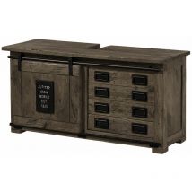 Massivmoebel24 - Meuble de salle de bain 120x40 Manguier laqué Gris railway 277