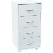 Meuble blanc 4 tiroirs sur roulettes WERKA PRO