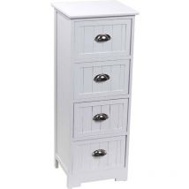 Tendance - Meuble mdf paulownia 4 tiroirs avec poignee - blanc