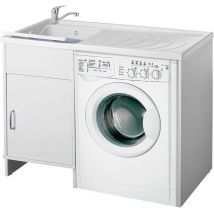 Negrari - Meuble lave-linge avec vasque réversible et 1 porte 9008K