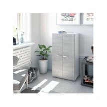 TMM - Meuble à chaussures 2 portes Blanc/Béton - fontana - l 55 x l 36 x h 103 cm