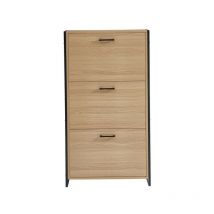 Meuble à chaussures archi effet chêne et métal noir 3 portes 63cm