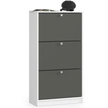 Akord - Meuble à chaussures Blanc 60 cm 3 portes façade Gris Graphite 3 étagères 60x28,5x113 cm