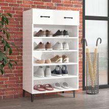 Maison Chic - Meuble à Chaussures Armoire à Chaussures Meuble d'entrée Blanc brillant 60x35x105cm Bois ingénierie 11309