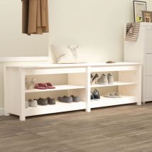 Maison Chic - Meuble à Chaussures Banc à chaussures Armoire à Chaussures Blanc 160x36,5x50 cm Bois de pin massif 59551