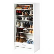 Beaux Meubles Pas Chers - Meuble à Chaussures Blanc 7 Tablettes 21 paires - Coloris: Drapeau Suisse 650
