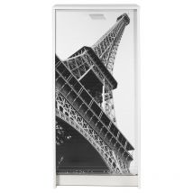 Beaux Meubles Pas Chers - Meuble à Chaussures Blanc 7 Tablettes 21 paires - Coloris: Tour Eiffel 750 751