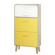 Beaux Meubles Pas Chers - Meuble à Chaussures Chêne Abattants Jaunes - Coloris Rideau: Rideau Blanc