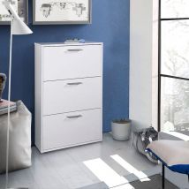 Zenzero Shop - Scarpiera salvaspazio, colore bianco opaco, 3 ante, made in Italy