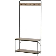 Meuble à chaussures porte-manteaux jade bois et noir