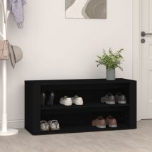 Maison Chic - Meuble à Chaussures Étagère à chaussures Armoire à Chaussures Noir 100x35x45 cm Bois d'ingénierie 15616