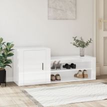 Bonnevie - Meuble à Chaussures Étagère à Chaussures - Blanc brillant 130x35x54 cm Bois ingénierie BV283969