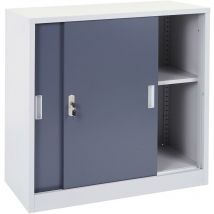 Meuble-classeur Boston HHG-588, placard en métal avec portes coulissantes, 90x90x45cm, anthracite