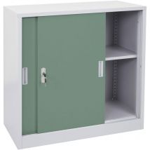 Jamais utilisé] Armoire à dossiers Boston HHG-588 avec portes coulissantes verrouillables 90x90x45cm, vert