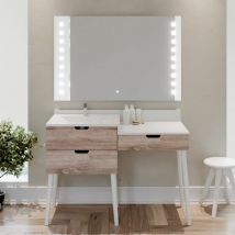 Cuisibane - Meuble vasque avec coiffeuse 120 cm alya + Miroir led Starled