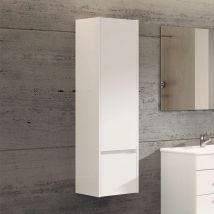 Meuble colonne pour salle de bain 35x32x130cm – 1 porte et un tiroir blanc