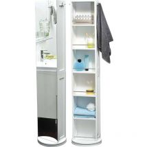 Zenpur - Colonne mdf pivotante avec miroir et niches de rangement - blanc - Tendance