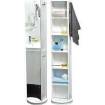 Zenpur - Colonne Mdf Pivotante Avec Miroir Et Niches De Rangement - Blanc - Tendance