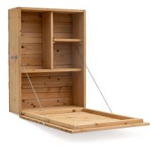 Kovyx - Meuble Comptoir Bar Mural avec Table Gardiun Cheers 52x22x77,5 cm Armoire en Bois avec Étagères et Porte Frontale Convertible en Table