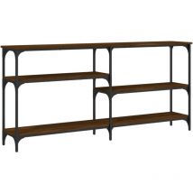Décoshop26 - Meuble console d'entrée moderne avec étagères 160 x 29 x 75 cm bois d'ingénierie marron et métal DEC031862