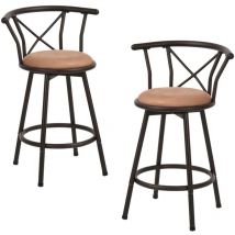 Meuble cosy Set di 2 Sgabelli da Bar o Cucina, Girevole a 360°, con Schienale e Poggiapiedi, Imbottiti in Similpelle, per Bancone, Sala da Pranzo e