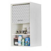 Meuble Cuisine Blanc 40x72 Face Imprimée - Coloris Rideau: Hexagones Gris 521