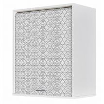 Beaux Meubles Pas Chers - Meuble Cuisine Blanc 60x72 Face Imprimée - Coloris Rideau: Hexagones Gris 521