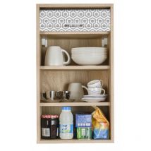 Meuble Cuisine Chêne 40x72 Face Imprimée - Coloris Rideau: Hexagones Gris 521