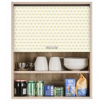 Meuble Cuisine Chêne Façade Décor 2 Etagères Largeur 60 Haut 72 Prof 35 cm - Coloris Rideau: Ciel étoilé jaune 520