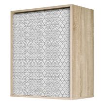 Meuble Cuisine Chêne Façade Décor 2 Etagères Largeur 60 Haut 72 Prof 35 cm - Coloris Rideau: Hexagones Gris 521