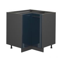 Meuble d'angle Fame-Line, Bleu foncé brillant, 80.5 cm sans plan de travail Vicco