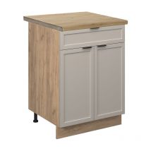 Meuble bas à tiroirs Fame-Line, GrisBeige, 60 cm avec tiroir, pt Chêne Vicco